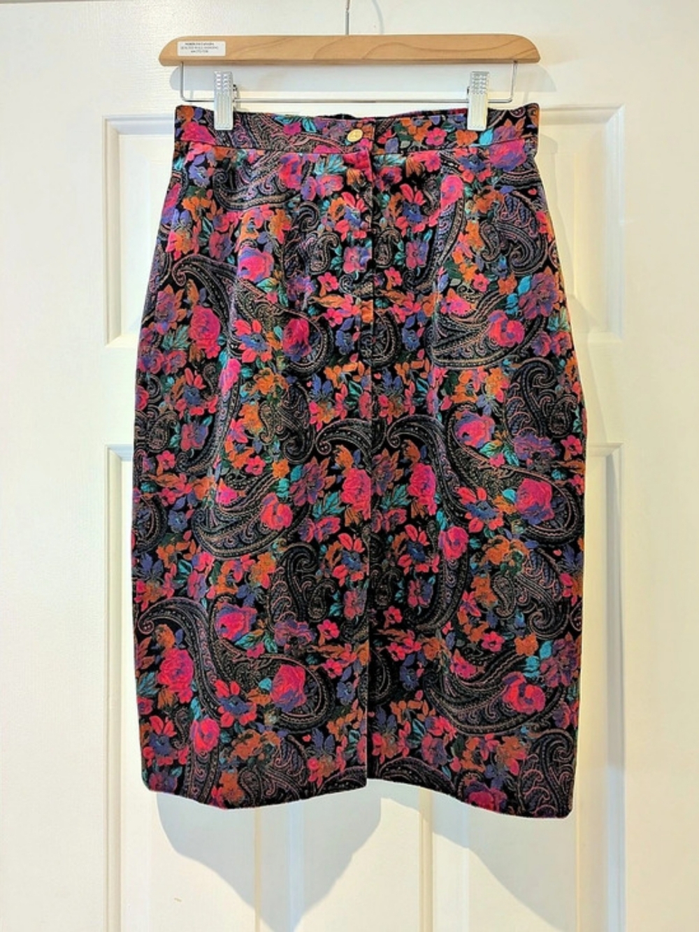 90s Vintage Paisley Velvet Skirt Sandro Ferrone S Whimsigoth Dark Academia